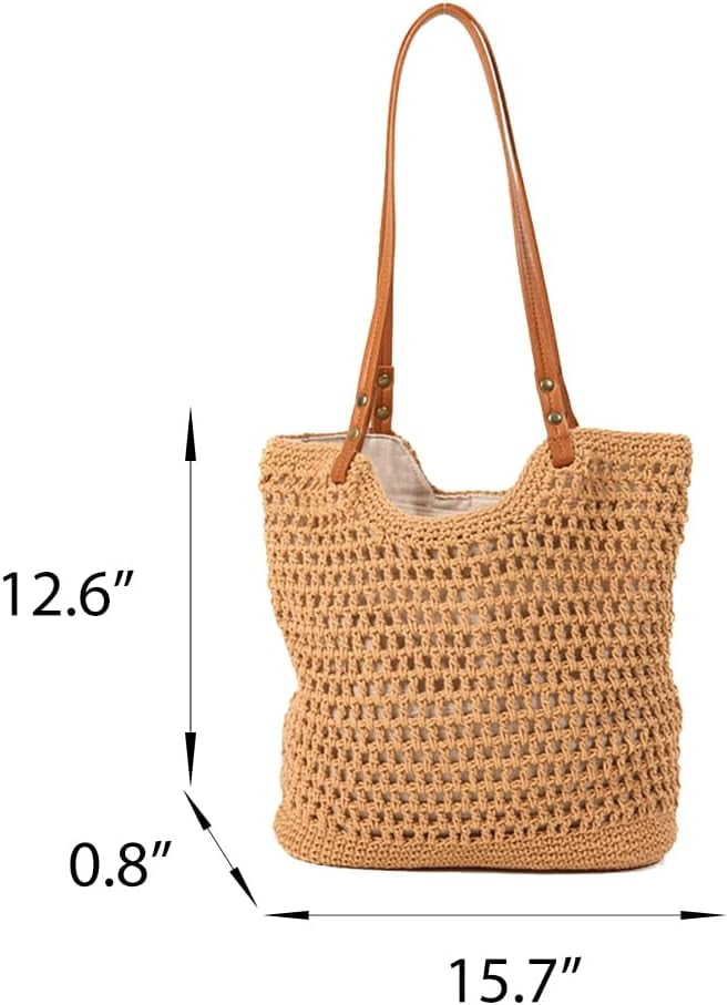 CoCoMangos Crochet Bags for Women Summer Beach Mesh Tote Bag Aesthetic Shoulder Bag Grunge Hippie Knitted Boho Bag