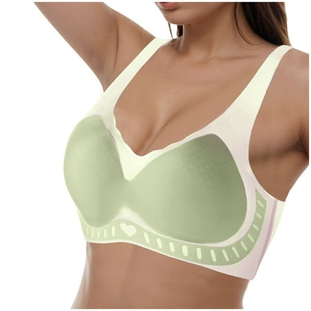 Gvdentm Bra for Women Womens Bra Comfort Powerful Push-up Seamless Bra Smoothing No Underwire Anti Sagging Minimizer Bras for Women Light Green L