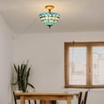 thumbnail image 6 of Kiven 11.8in Flush Mount Ceiling Light Fixture Dimmable, 2-Light Anti Glare Close to Ceiling Light with 15FT Plug-in Cord, Tiffany-Style Glass Chandelier for Bedroom Kitchen Hallway(No.3193), 6 of 7