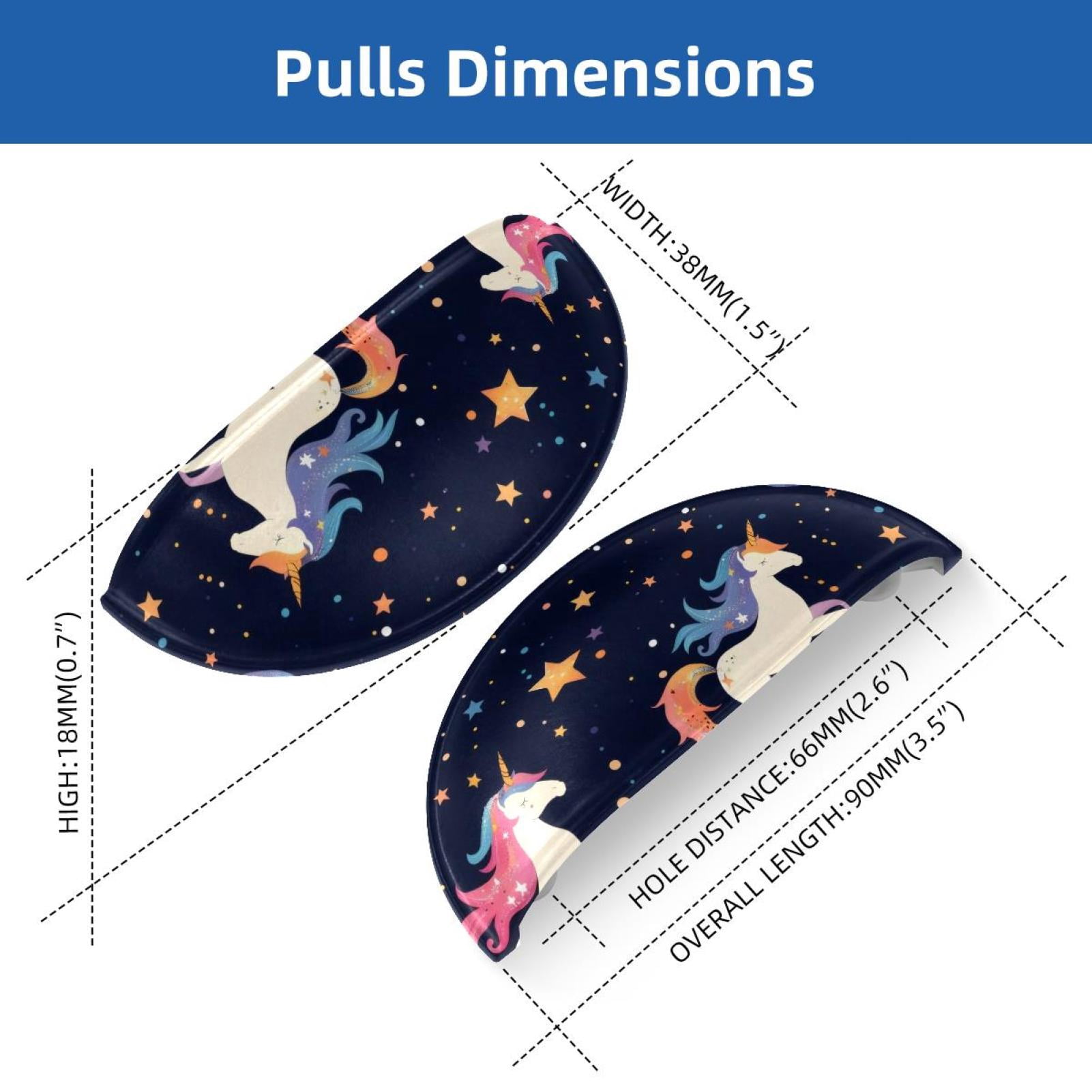 PhooArto 6 Pcs Cup Drawer Pulls, Galaxy Unicorn Stars Shell Shape Handles Cabinet Knobs for Dresser Cupboard Closet Wardrobe with Screws