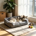 thumbnail image 4 of Sahpxhe Dog Bed, Rectangular High Bolster Warm Plush Pet Bed With Geometric Line Print For Indoor Cats And Small Medium Dogs, 4 of 6