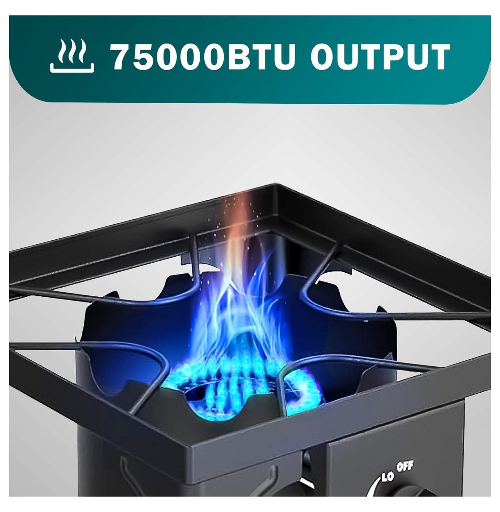 Outdoor Gas Stove 1 Burner, 75000 BTU/hr, High Pressure Outdoor Stove with 0-20 PSI Adjustable Regulator and 4ft Hose, Propane Stove for Patio Backyard Camping with Detachable Stand Legs
