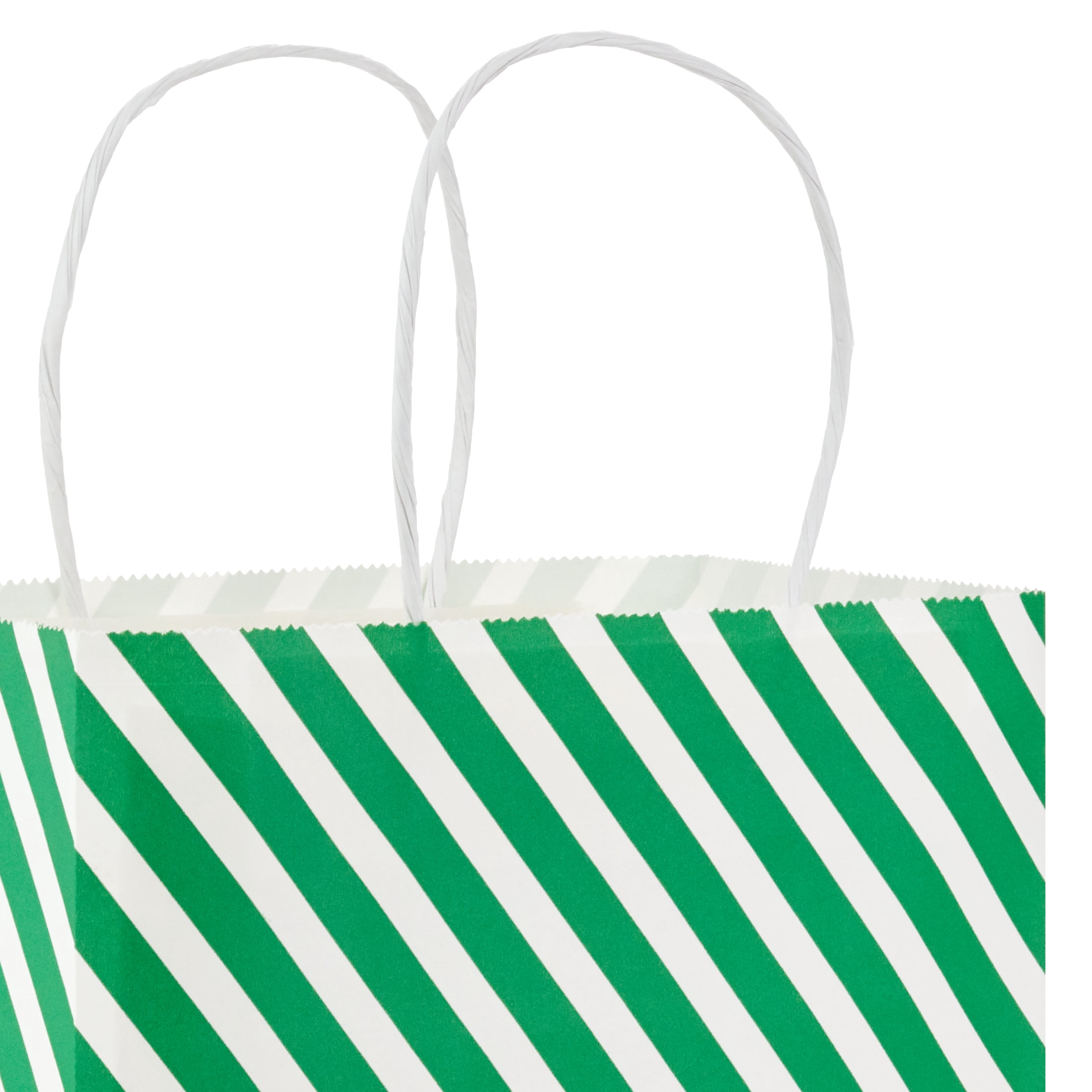 Hallmark Medium Gift Bag (Green and White Diagonal Stripes)