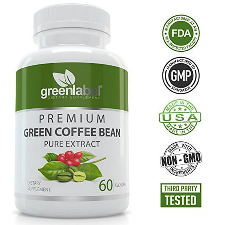 Green Label - 100% Pure Green Coffee Bean Extract -  Natural Weight Loss Pills, Appetite Suppressant, Metabolism Booster, Fat Burner and Blood Sugar Support Supplement, for Women and Men,