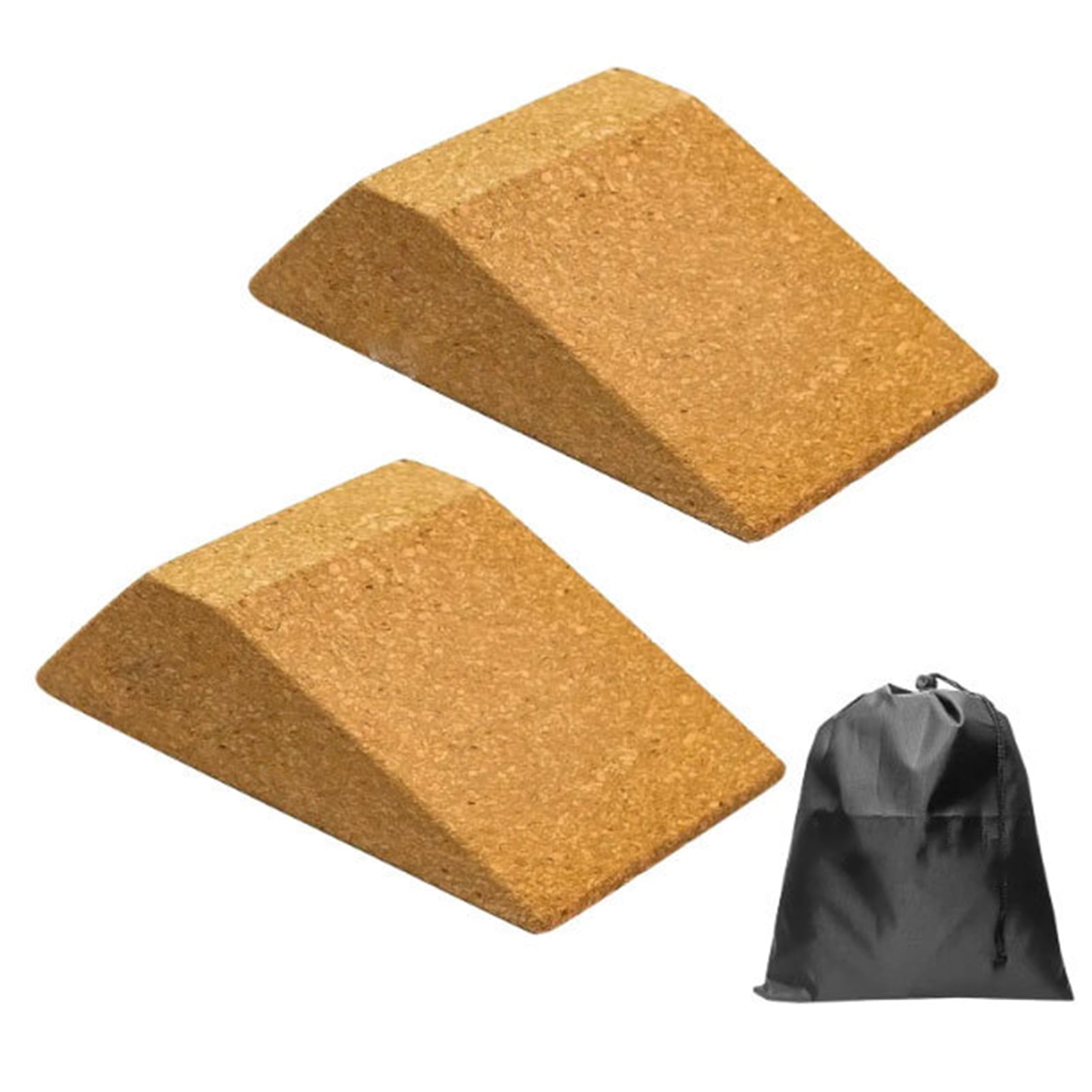 Hesroicy 1 Set Strong Bearing High Density Yoga Blocks with Storage Bag  Anti-deformed Non Slip Cork Squat Wedge Bricks Fitness Supplies 