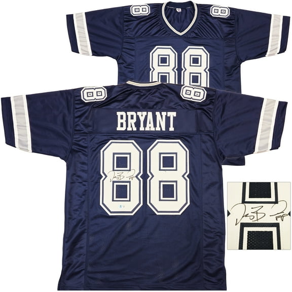 Dallas Cowboys Dez Bryant Autographed Navy Jersey Beckett BAS Witness 230219