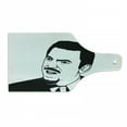 thumbnail image 1 of Humor Cutting Board, Monochrome Retro Man Rage Comics Expressive Emotions Online Illustration Print, Tempered Glass Cutting and Serving Board, Wine Bottle Shape, White and Black, by Ambesonne, 1 of 1