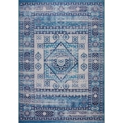 Ladole Rugs Traditional Vintage Diamond Design Mat Carpet Tapis in Blue Grey 4x6 5x7 6x9 8x10 Feet Size