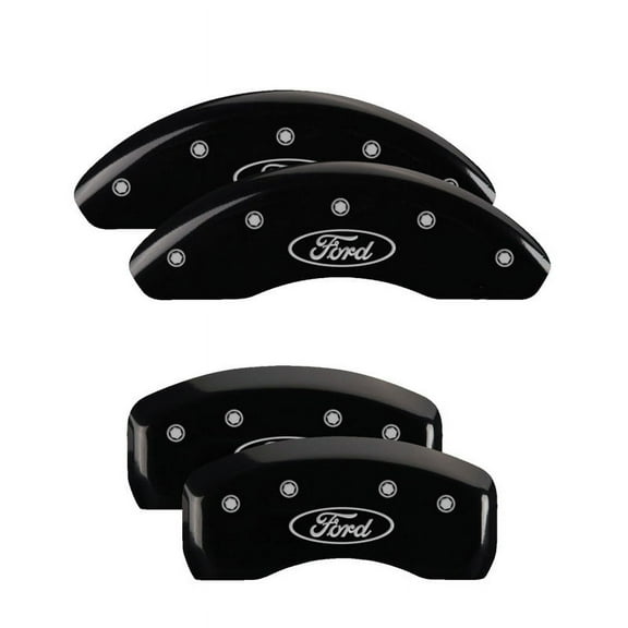 MGP 4 Caliper Covers Engraved Front & Rear Oval logo/Ford Yellow finish black ch Fits select: 2008-2012 FORD F250 SUPER DUTY, 2008 FORD F350 SRW SUPER DUTY