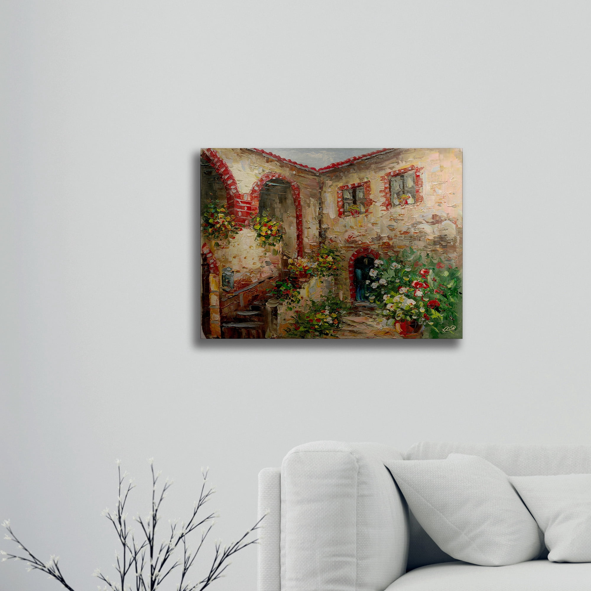 Trademark Fine Art 'Tuscany Courtyard' Brushed Aluminum Wall Art Art by Masters Fine Art