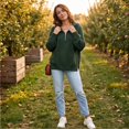 thumbnail image 5 of Women's Knit Pullover Hoodies Quarter Zip Adjustable Drawstring Solid Hooded Sweaters Fall Winter Causal Loose Sweatshirts, XL, 5 of 9