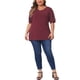 thumbnail image 2 of Blusas casuales de manga abullonada con puntos suizos en V para mujeres de tallas grandes Agnes Orinda 3X rojas, 2 of 6