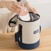 Insulated Cylinder Lunch Bag | 3-Layer Thermal Bento Box with Shoulder Strap | Keep Food Hot or Cold | Water & Oil Resistant | 17.5x17.5x26.5cm