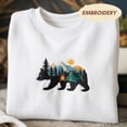 thumbnail image 2 of Embroidered Bear Nature Sweatshirt, Camping Landscape Crewneck, Hiking Mountain Shirt, Outdoor Adventure Tee, Gift for Camper, 2 of 5