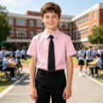 thumbnail image 4 of EnJoCho Boys Girls White Dress Shirt Short Sleeve School Unifor𝗆 Formal Button Down Top for Kids Cotton Oxfor𝖽 Blouse Bowtie Shirts Back-To-School Girls Short Sleeve T-Shirt, 4 of 5
