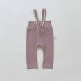 thumbnail image 3 of Odeerbi 5-14M Infant Girls Rib Knit Cotton Overall Pants Children's Lace Trim Jumpsuit Romper Backpack Long Pants Spring Fall High Waist Suspenders Bottoming Pants Purple, 3 of 6
