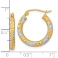 thumbnail image 3 of 14K Yellow & Rhodium White Diamond-Cut Satin Hoop Earrings (21.65 X 19.92) Made In Peru tf1055, 3 of 5