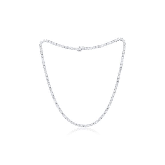 Custom 18 k white gold, 16.5" 4 prong diamond tennis necklace 16.00 cts round diamonds 99 stones 0.16 eachF G color SI clarity. Excellent cut.