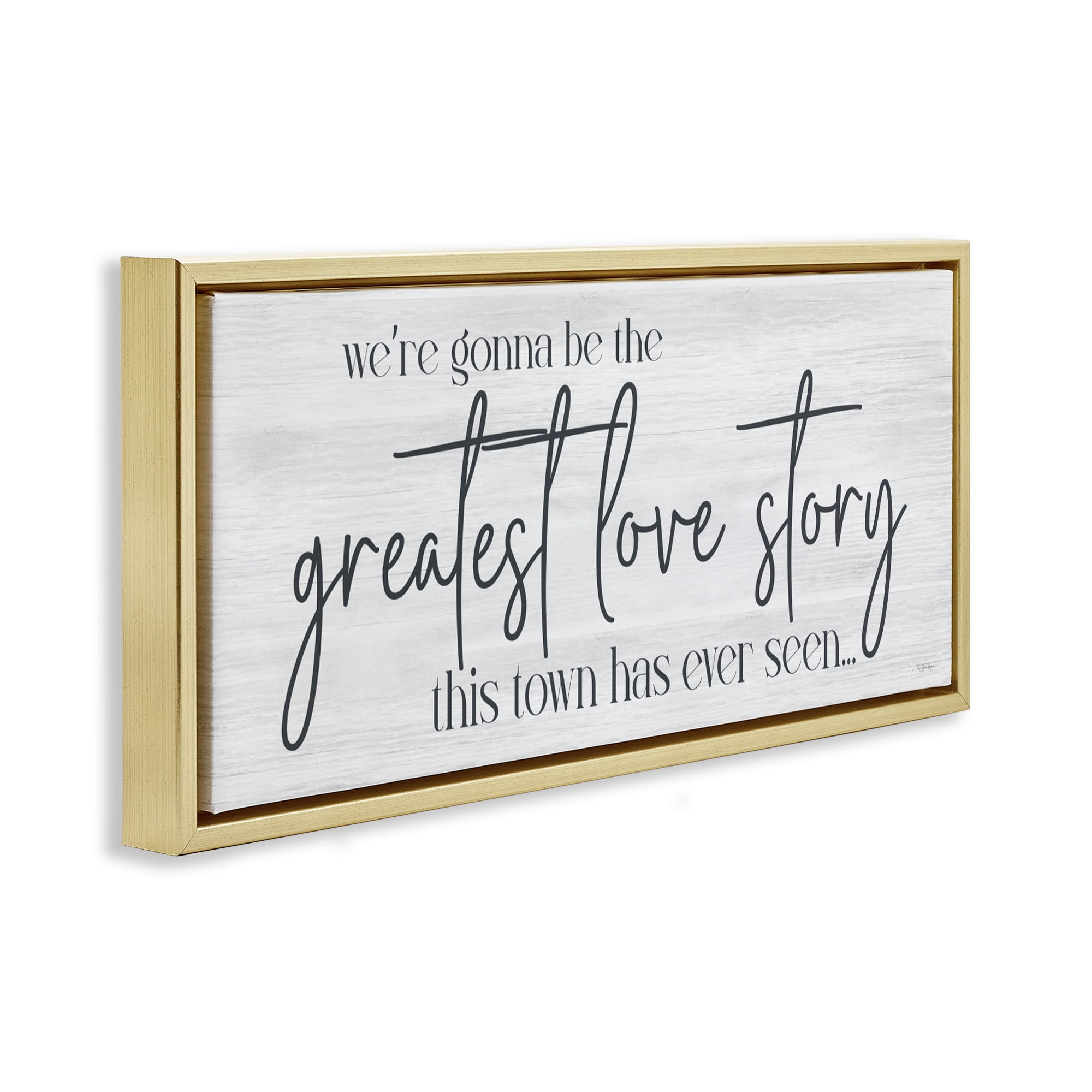 Stupell Industries Greatest Love Story Message Gold Framed Floater Canvas Wall Art, design by Susie Boyer