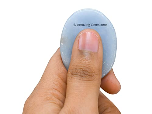Angelite Crystal Worry Stones for Anxiety - Thumb Worry Stone for Stress  Meditation, Anxiety Relief Items Healing Stones and Crystals 