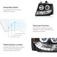 thumbnail image 5 of [For 2007-2014 Chevy Avalanche Tahoe Suburban 1500 2500] CCFL Halo Ring Black Projector Headlight Headlamp Assembly, Driver & Passenger Side, 5 of 8