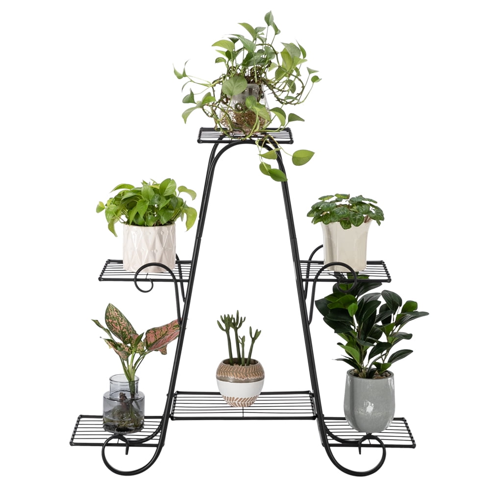 31" 4 Layers 6 Vertical Stripes Potted Plant Stand Rack, Planter