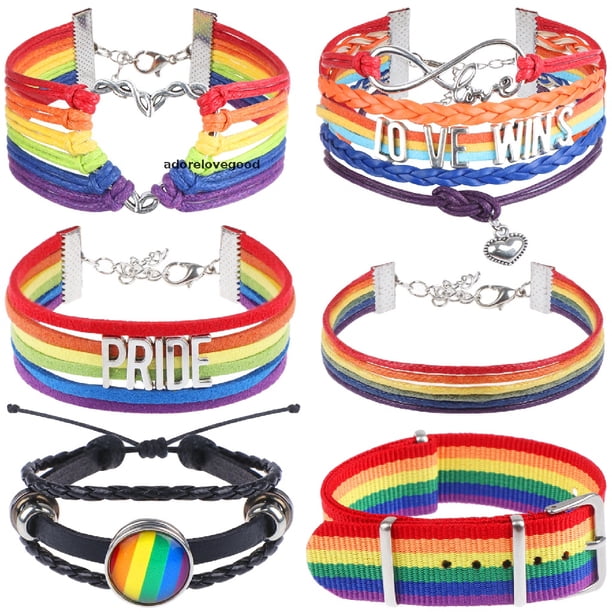 Almx 6Pcs LGBT Pride Rain Pulsera Love Wins Del Día De Valene QDD Gao Jiahui unisex