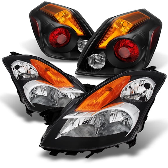 AKKON - Fits Altima 4 Door Sedan Base|S|SL|SE Black Headlights   Black Tail Lights Left & Right Replacement