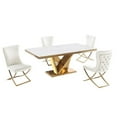 thumbnail image 2 of Titan Beige/Gold Faux Marble Dining Set (5-piece), 2 of 4