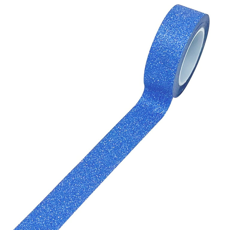 Wrapables Decorative Glitter Washi Masking Tape, Bright Blue 