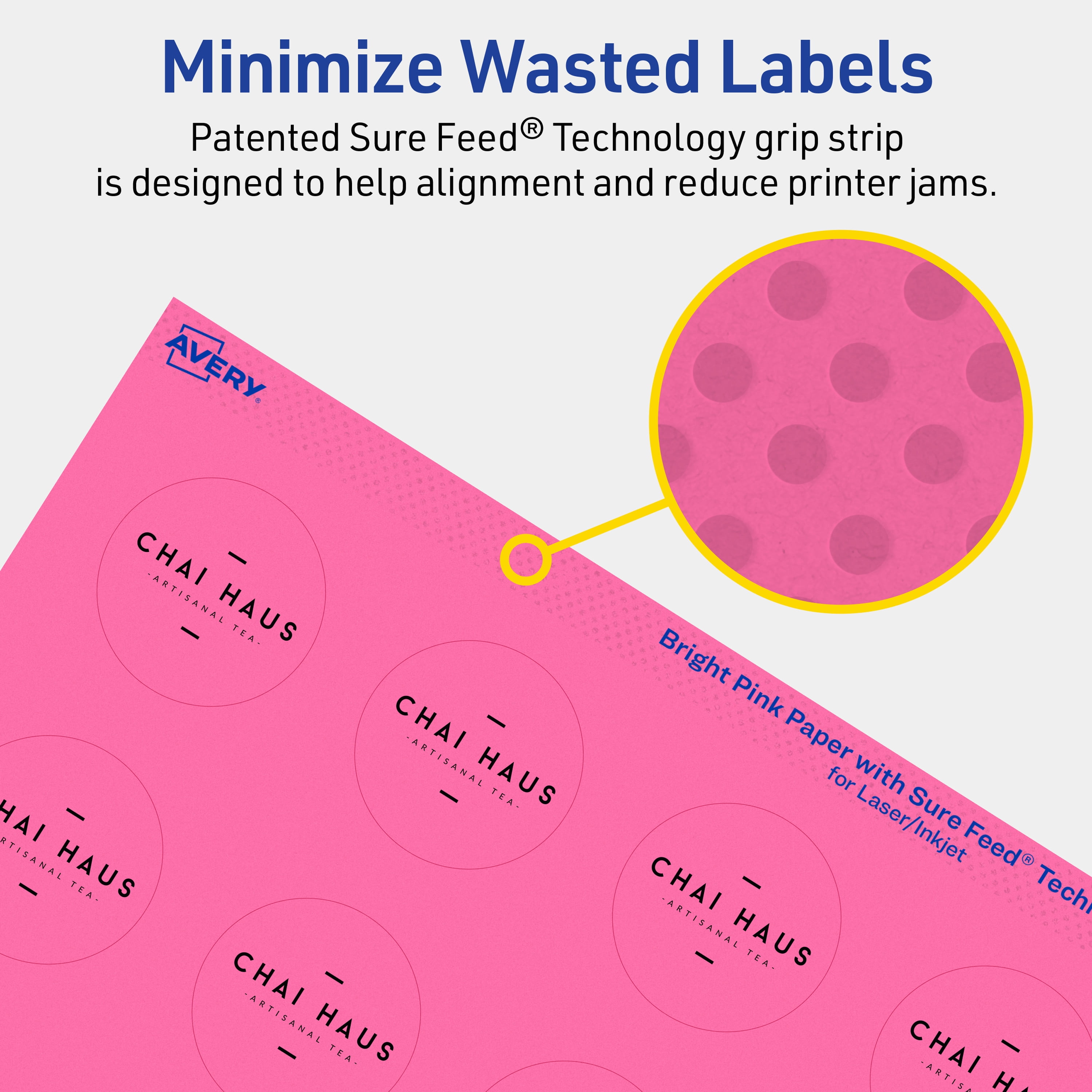 Avery Printable Round Labels, Bright Pink, 1.5" Diameter, 800ct