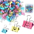 thumbnail image 1 of Clips de Reliure Colorés de Tailles Assorties avec Visage Souriant Creux - 80 Pcs Clips Résistants à la Rouille, 1 of 6