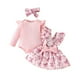 thumbnail image 1 of Odeerbi 0-18 Meses Conjunto Canastilla de Verano Para Niña Traje de Punto Elástico Con Lazo Falda Con Tirantes Cinta Para La Cabeza Conjunto de Tres Piezas Mono Falda Con Cintura Elástica, 1 of 7