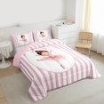 thumbnail image 3 of Homewish Kawaii Ballet Princess Queen Comforter Set for Kid, Merry Christmas Bedding Sets, Pink Abstract Line Reversible Bedding Comforter Set, Lightweight Room Decor, 3 Pieces, 3 of 8