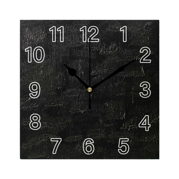 Ryvnso Black Wall Clock Square Silent Non-Ticking Battery Operated 7.78"