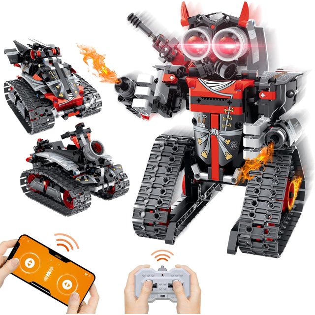 Remote Control Building Toys, 3-in-1 STEM Robot Building Kit for Kids,408 PCS Remote & APP Controlled Stunt Robot