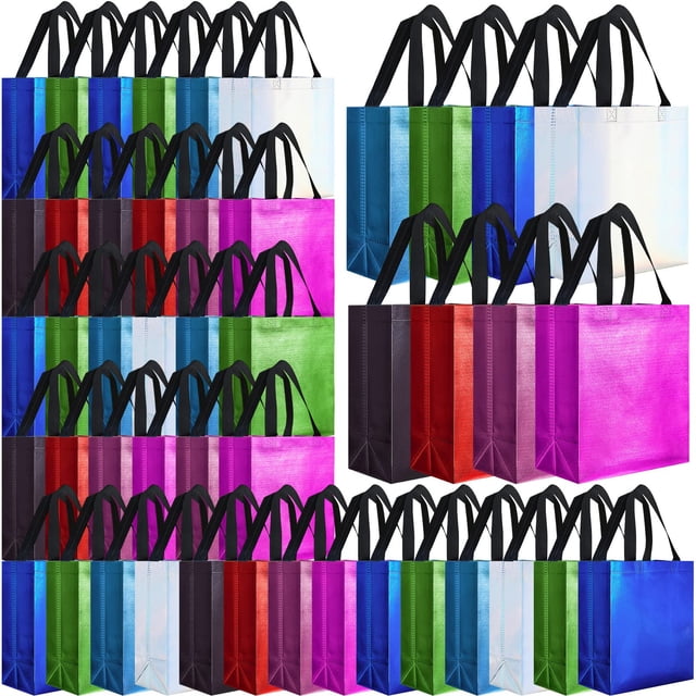 Bolsa de mano Eccliy, 80 unidades, colorida, mediana, reutilizable, 26 x 21 x 12 cm