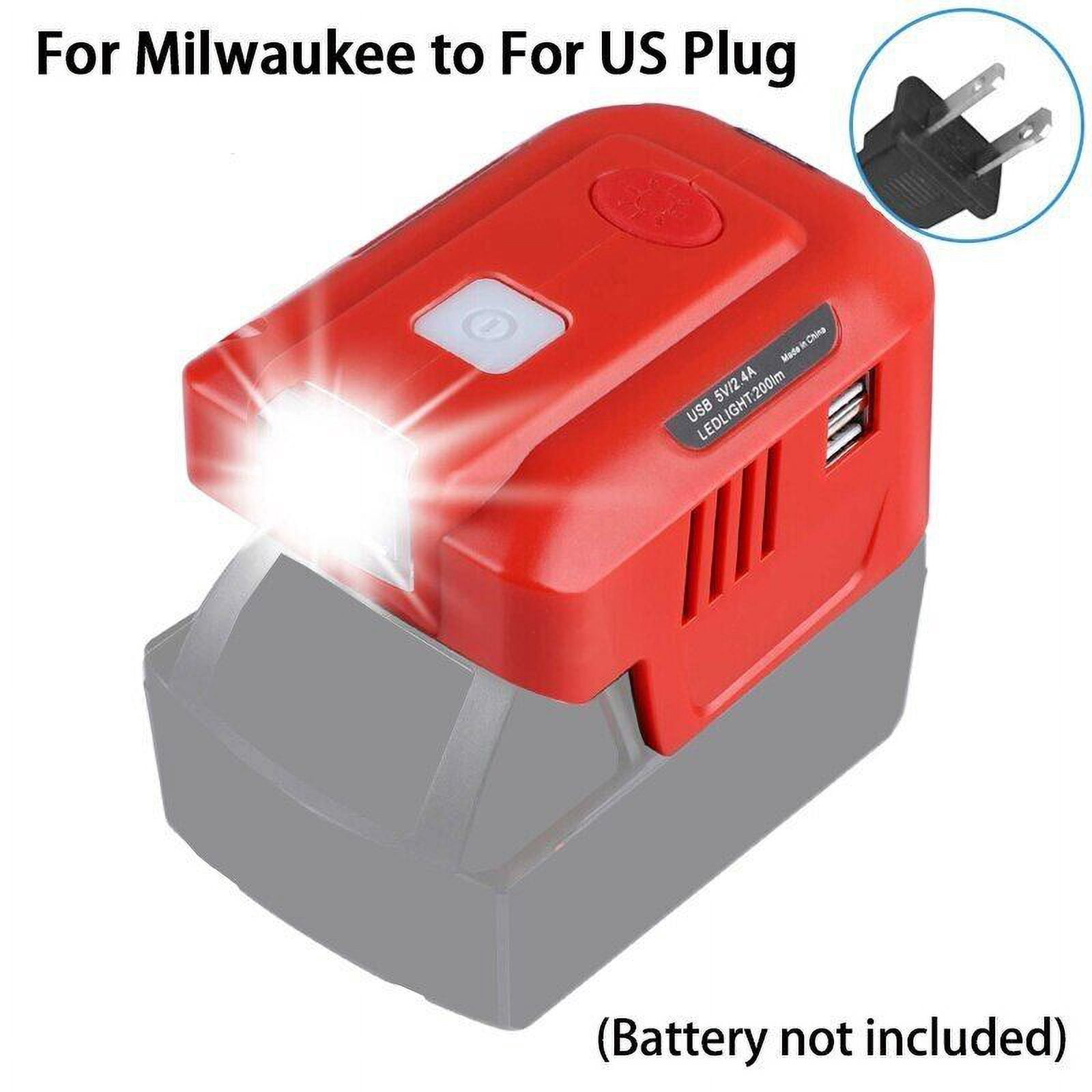 150W Phone Charger Adapter for Milwaukee M18 18V, URUN DC 18V to AC 120V Power Inverter Generator, Top Off Inverter Power Supply for Milwaukee with USB Port & LED Light & AC Outlet(No Battery)