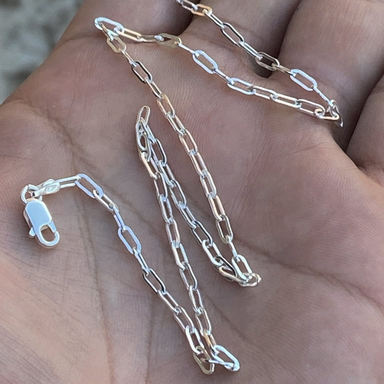 Paperclip Chain Necklace Sterling Silver 16