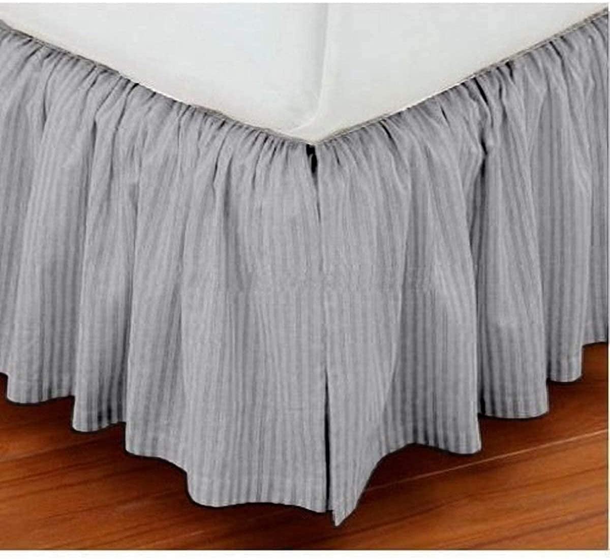 Ruffled Bed Skirt Egyptian Cotton 400 TC White Solid Full Size 24 Inch Drop 