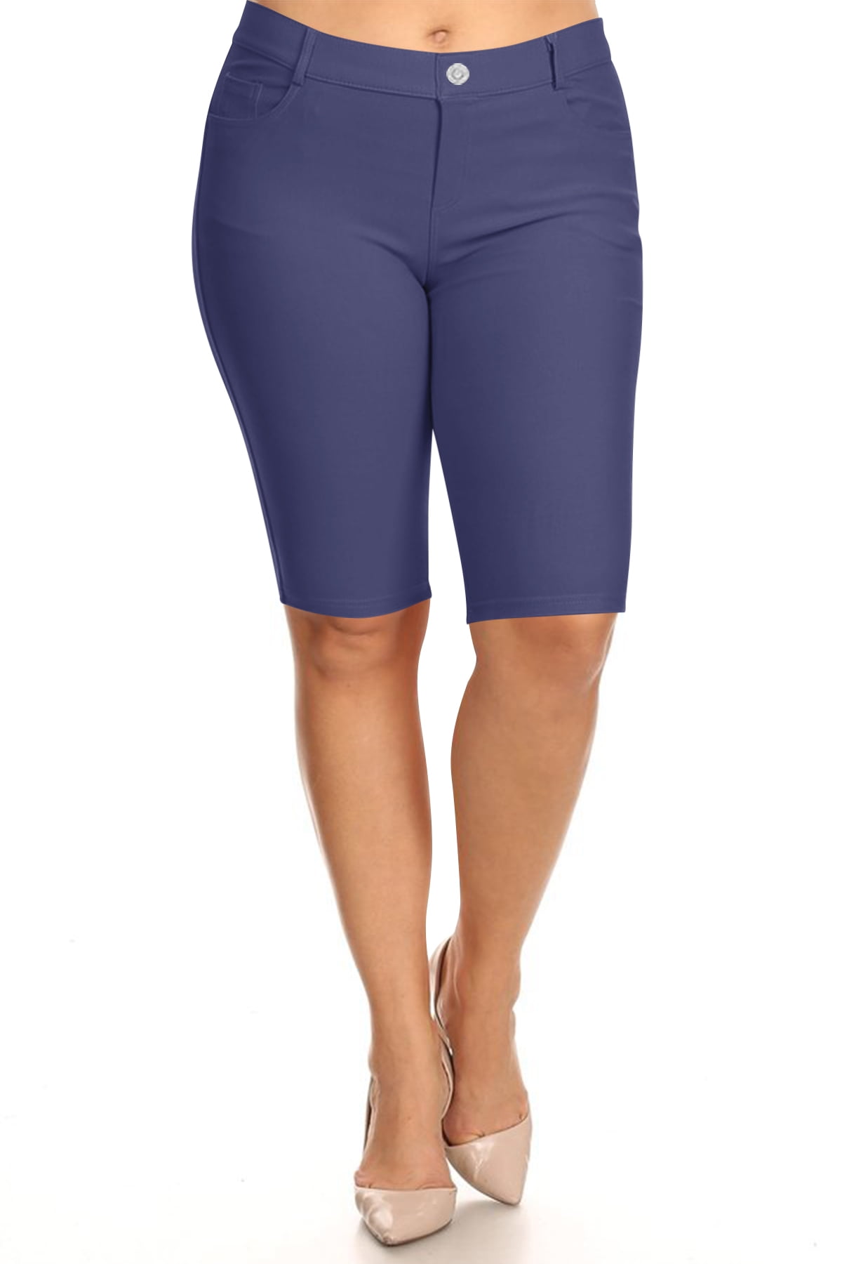 Børns dag Stationær behagelig Women's Plus Size Casual Stretch Comfy Pockets Solid Bermuda Shorts Pants -  Walmart.com