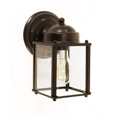 

CORAMDEO Outdoor Square Coach Light for Porch Patio Deck Barn Wet Location E26 Medium Base Socket Durable Bronze Finish & Clear Glass (W033-E26-BRZ)