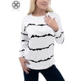 thumbnail image 4 of Luxtrada Women's Casual Crewneck Sweatshirt Long Sleeve Striped T Shirt Loose Side Split Pullover Tops, 4 of 8