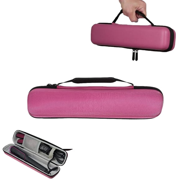 Hard Carry Travel Case for Hair Straightener, Curling Irons and Styler - Flat Iron Storage Carrying Pouch with Handle for Vacation and Home Storage (Hot Pink)