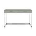 thumbnail image 2 of Maximo Light Grey Chrome Writing Desk - High Gloss Finish, Acrylic Leg, Stainless Steel Base, 2 Drawers, 2 of 9