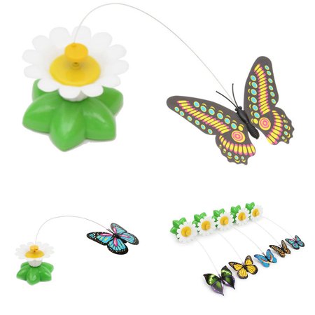 Cat Toy Kitten New amusing Funny Pet Cat Kitten Toys Electric Rotating Butterfly Rod Cat Teaser Play Toy ()