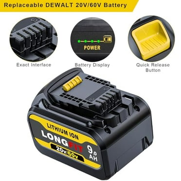 LONG FIT 20V/60V 9.0Ah MAX Replace for DeWalt 60v Battery, Replace for Dewalt DCB606-2 DCB609 DCB612 DCB206 DCB203, Compatible with dewalt 20V 60V Max Tools and Chargers