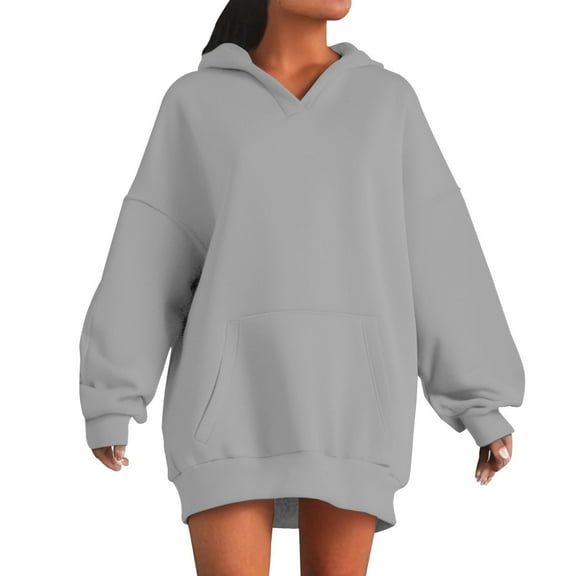 Chiccall Women's Hoodies Casual Solid Pullover Sweatshirts Oversized Loose Fit Fall Blouse Tops