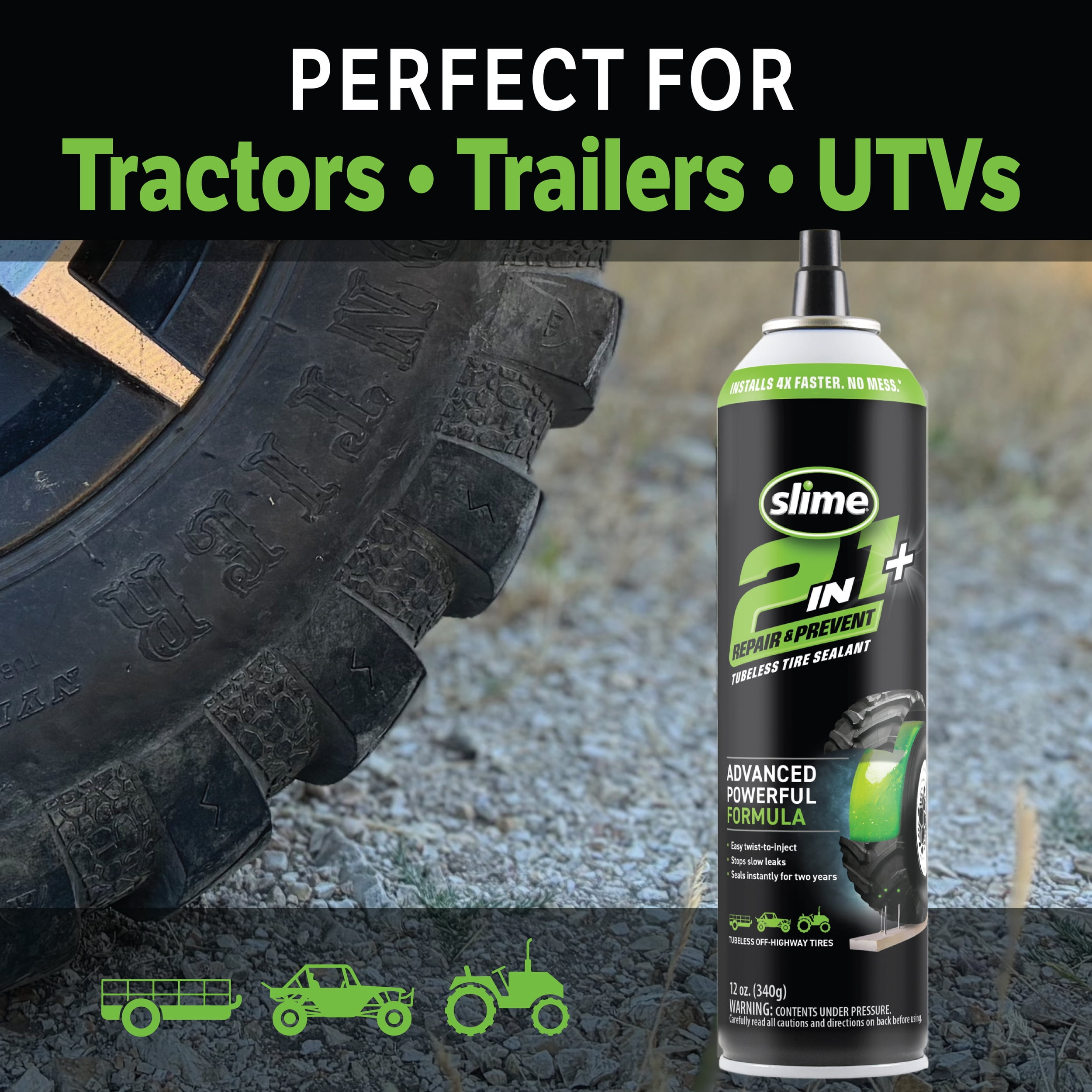 Slime 2-in-1 Plus Repair & Prevent Tubeless Tire Sealant, 12oz