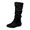 Black, variant on Mid Calf Boots For Women Soft Matte Faux Suede Ruched Shaft Round Toe Flat Slip On Boot Footwear For Casual Autumn Outdoor Wear